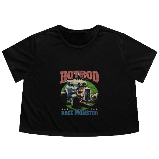 Hot Rod Monster Retro Race Flowy Cropped Tees