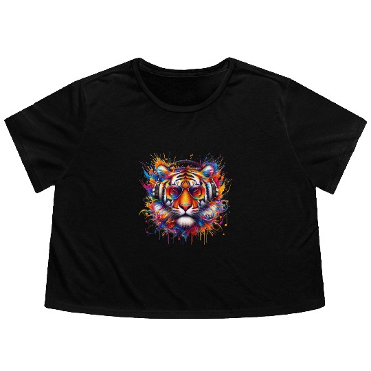 Tiger Beats Flowy Cropped Tees
