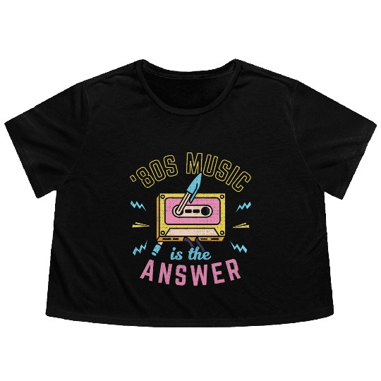 80s Music Is The Answer Flowy Cropped Tees