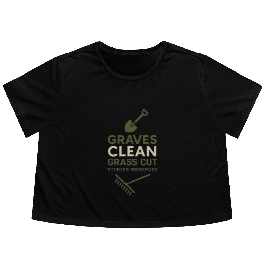 Cemetery Worker Groundskeeper Graveyard Memorial Flowy Cropped Tees