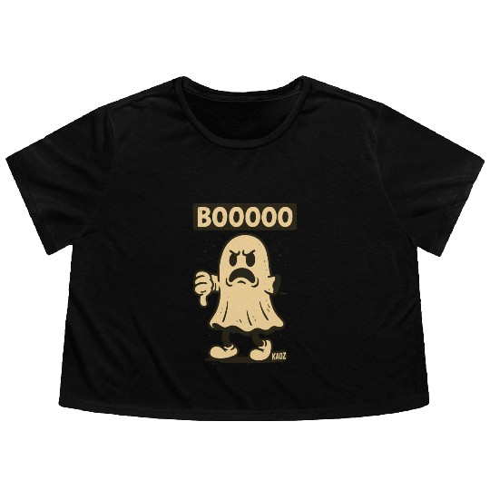 Angry Ghost – BOOOOO thumbs-down Flowy Cropped Tees