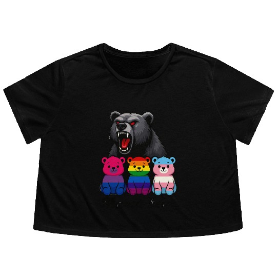 Mama Bear Pride Cubs Flowy Cropped Tees