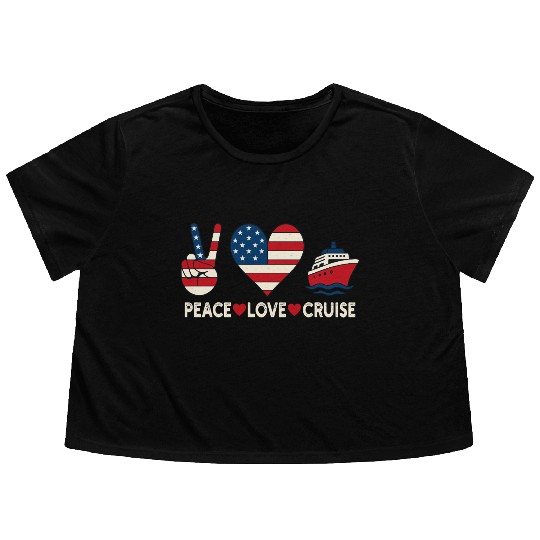 Peace Love Cruise USA Vacation Vibes Flowy Cropped Tees
