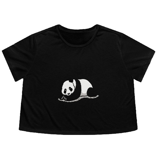 Panda I Hate Mornings Saying Flowy Cropped Tees