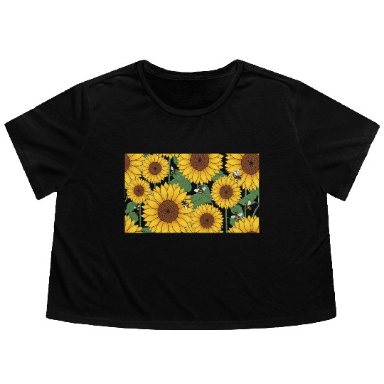 Sunflower Floral Design | Bright & Cheerful Flowy Cropped Tees