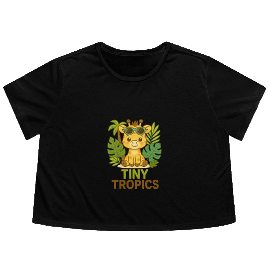 Tiny Tropics Giraffe Flowy Cropped Tees
