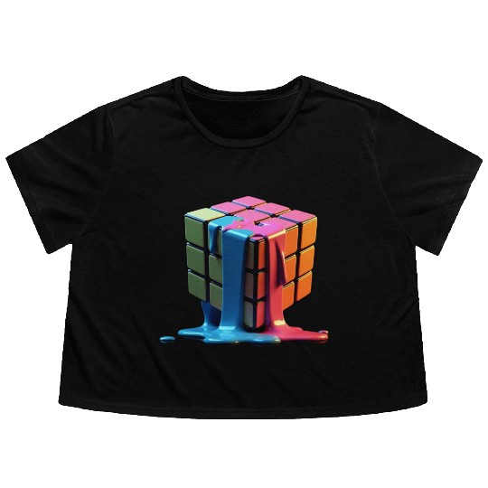 Rubiks Cube Flowy Cropped Tees