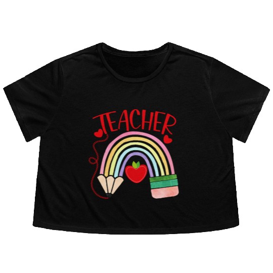 TEACHER Flowy Cropped Tees, TEACHER APPRECIATION Flowy Cropped Tees