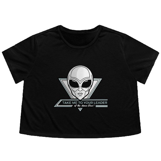 Take Me To Your Leader Alien Rave Retro 2000s Y2K Flowy Cropped Tees