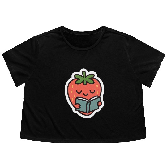 Bookish Strawberry Flowy Cropped Tees