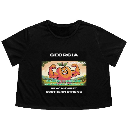 Georgia Peach State Art Flowy Cropped Tees