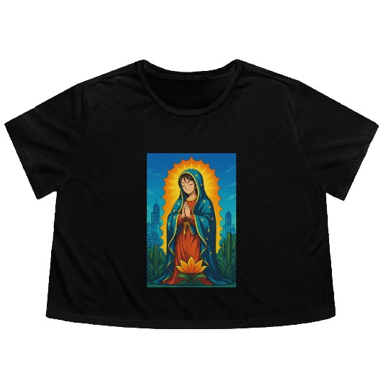 GUADALUPE VIRGEN ANIME STYLE Flowy Cropped Tees