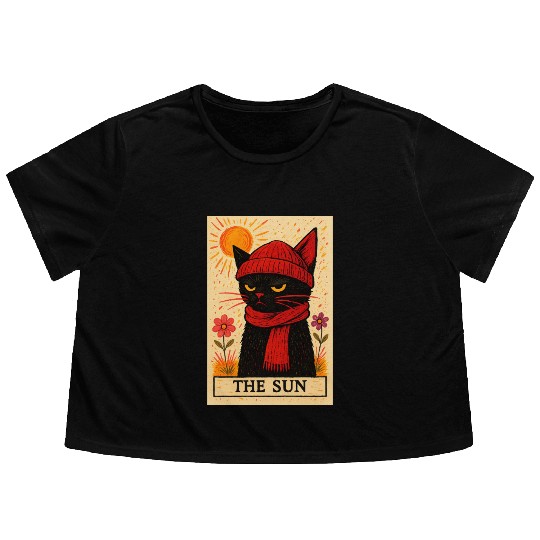 Grumpy Cat Tarot Card The Sun Flowy Cropped Tees