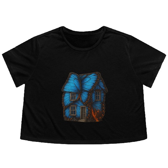 Butterfly Wing House Flowy Cropped Tees