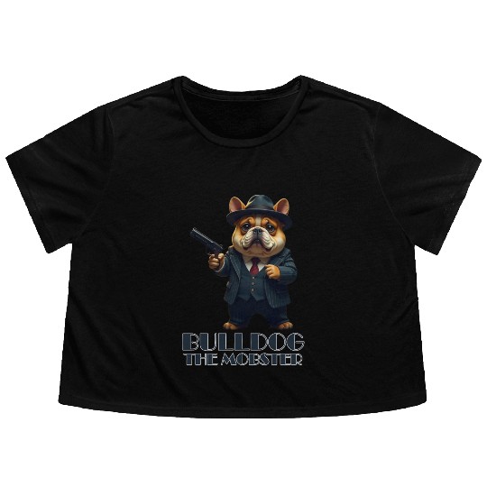 Bulldog the Mobster Flowy Cropped Tees