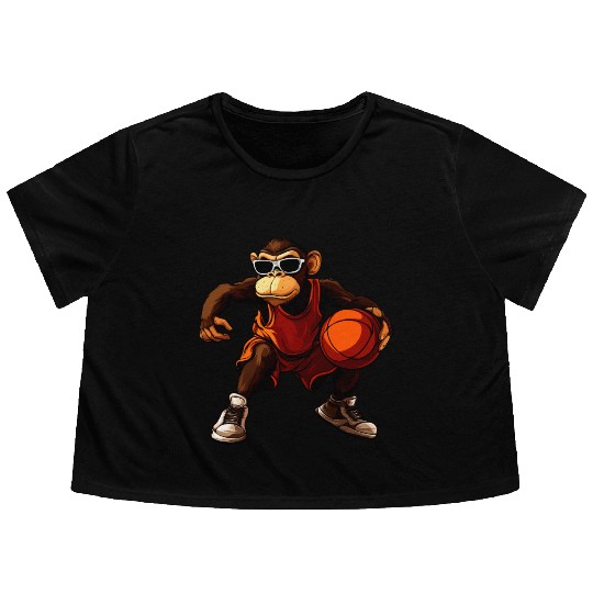 Monkey basketball Flowy Cropped Tees