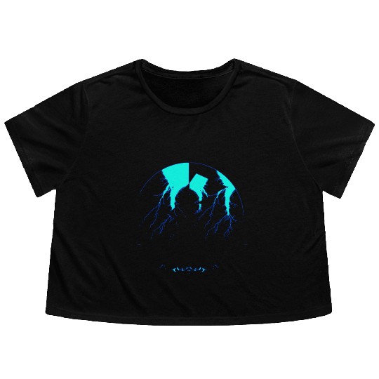 Royal Blue Lightning shadow Flowy Cropped Tees