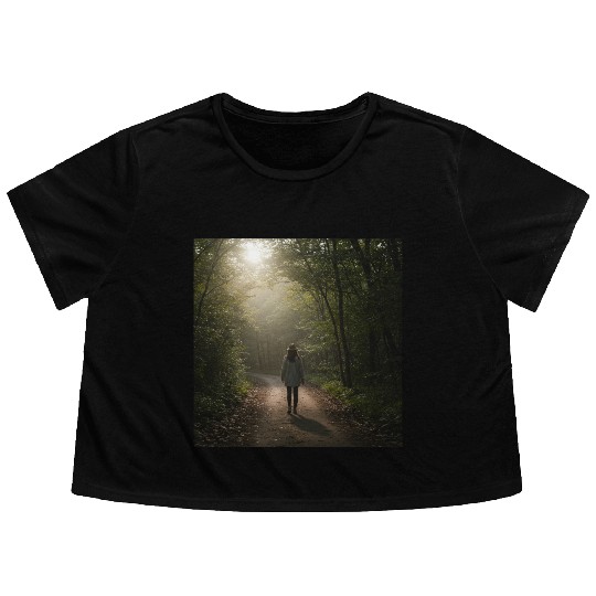 Enchanted Forest Path Illustration Flowy Cropped Tees