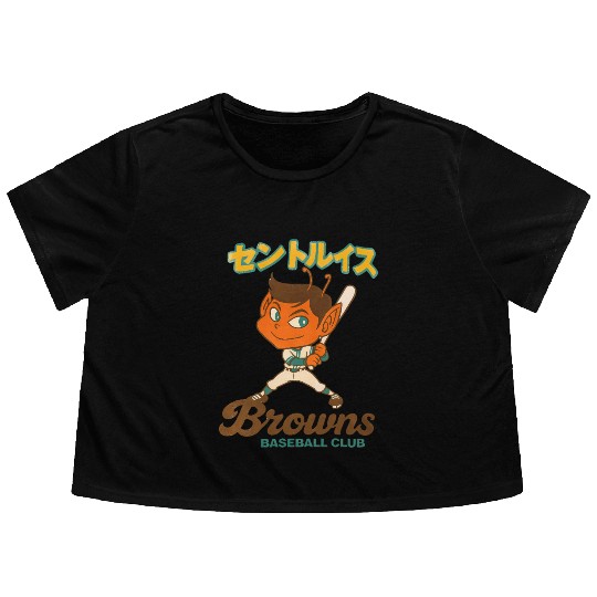 Vintage St Louis Browns Baseball Japan Version Flowy Cropped Tees