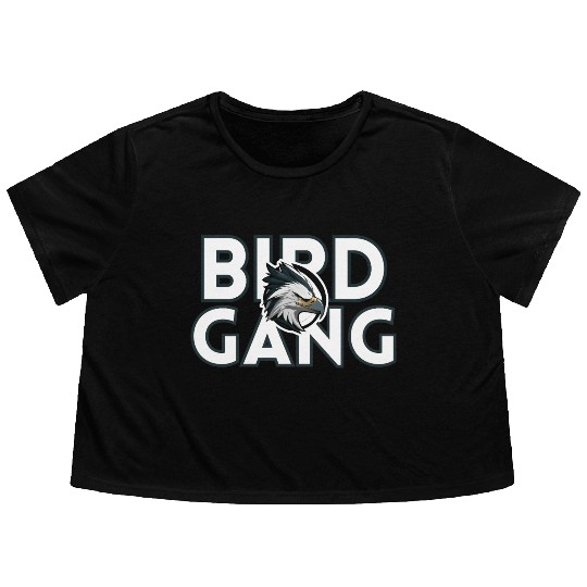 Eagle Head Bird Gang Logo Design Flowy Cropped Tees
