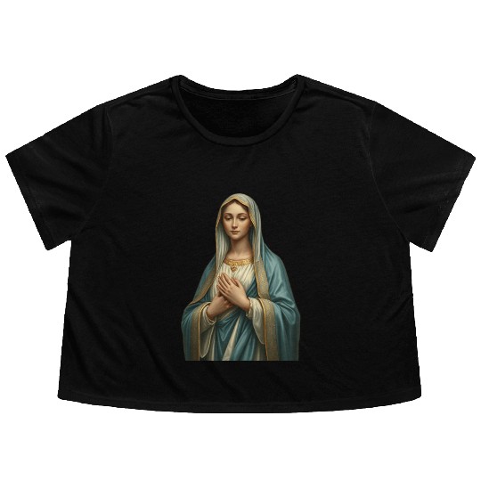 Madonna and Child Divine Embrace Flowy Cropped Tees