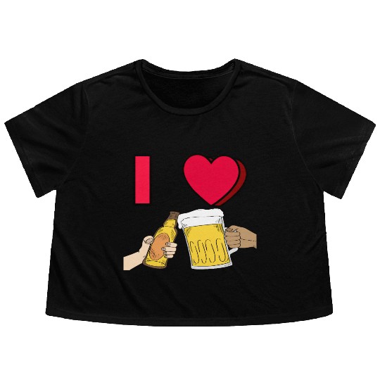 I LOVE BEER #1 Flowy Cropped Tees