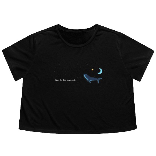 Whale  - Night Sky - live in the moment Flowy Cropped Tees