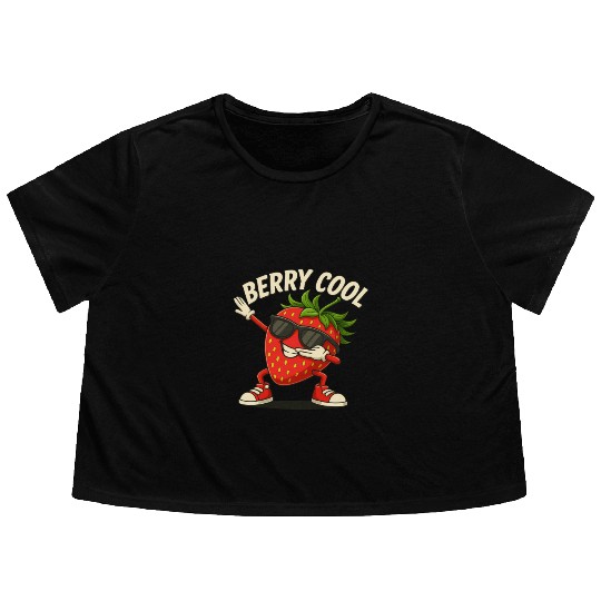 Berry Cool Strawberry Flowy Cropped Tees – Funny Back to School