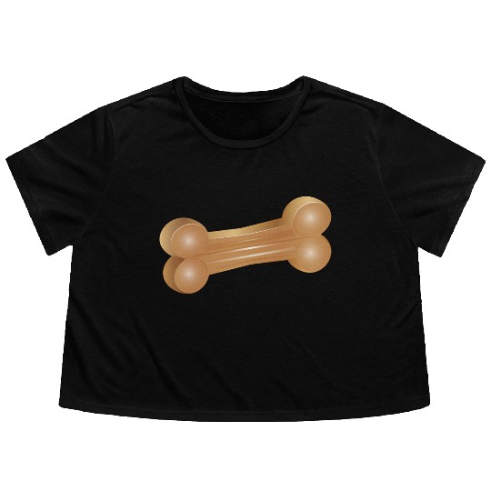 Chew Bone Illustration in a Classic Style Flowy Cropped Tees