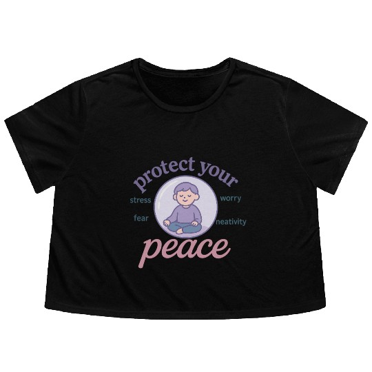 Serene Peaceful Meditation Design Flowy Cropped Tees