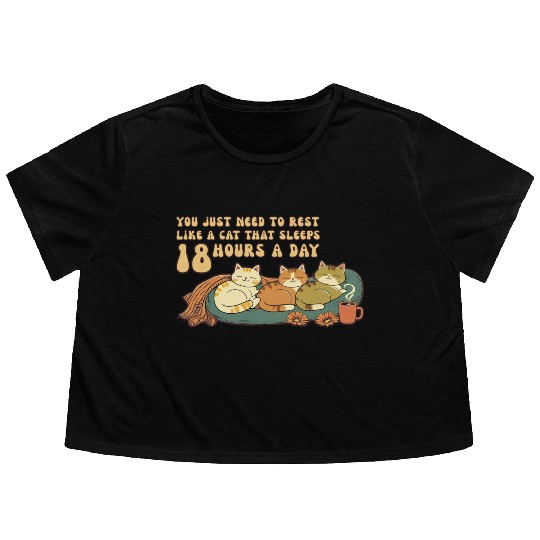 Relaxing Cat Nap Quote Design Flowy Cropped Tees