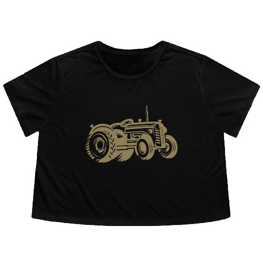 Tractor Silhouette Farmer Agriculture Flowy Cropped Tees
