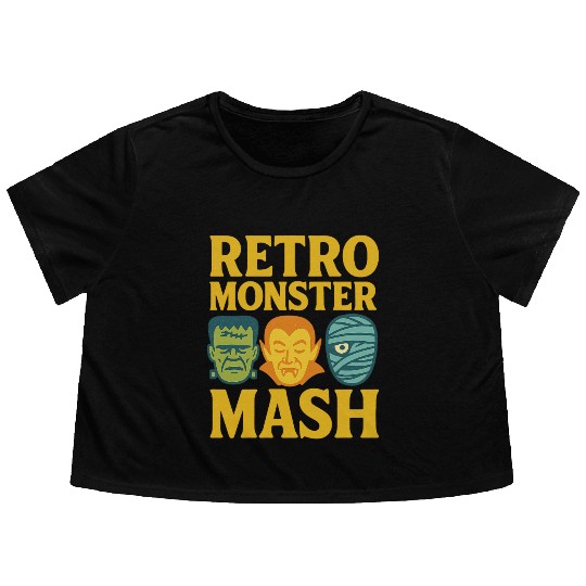 Retro Monster Mash Flowy Cropped Tees Design