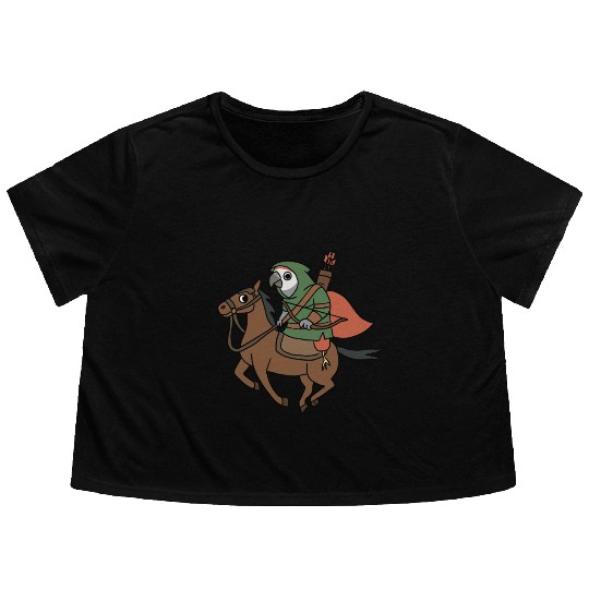 Epic Archer Parrot Riding Horse Flowy Cropped Tees