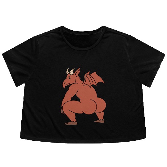Jersey Devil Retro Cartoon Design Flowy Cropped Tees