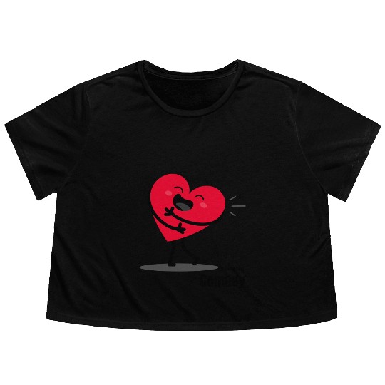 Joyful Heart Embrace Illustration Flowy Cropped Tees