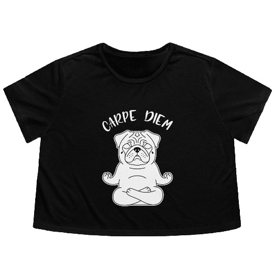 Peaceful Pug Meditation Flowy Cropped Tees
