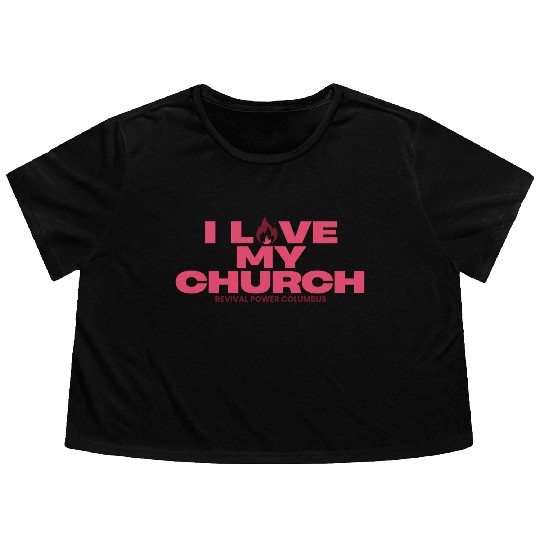 Love my Church fuchsia Flowy Cropped Tees