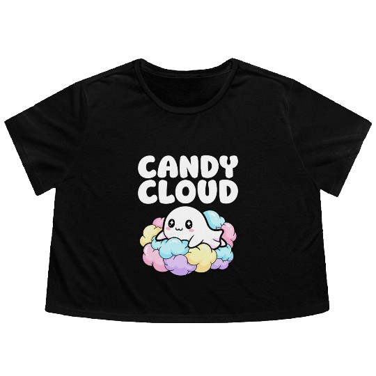 CANDY CLOUD - GHOST HALLOWEEN Flowy Cropped Tees