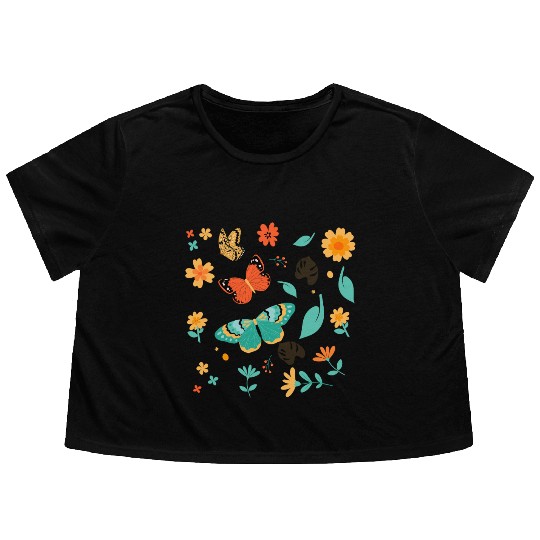 Autumn Botanical Flowy Cropped Tees