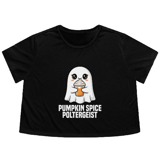 PUMPKIN SPICE POLTERGEIST - GHOST HALLOWEEN Flowy Cropped Tees