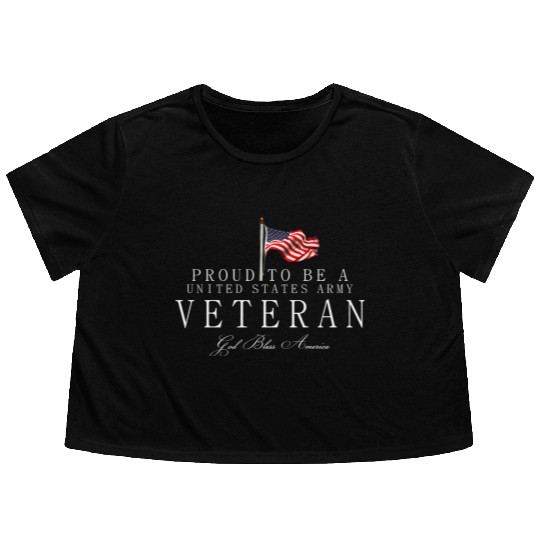 Proud To Be A US Army Veteran Flowy Cropped Tees