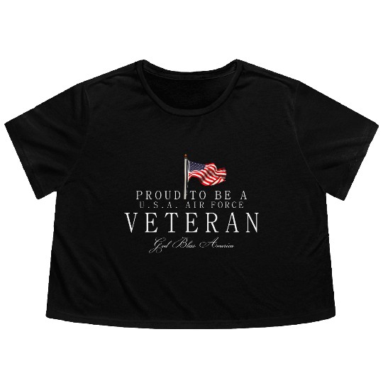 Proud To Be A US Air Force Veteran Flowy Cropped Tees