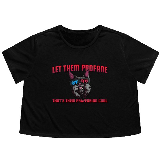 Black Cat Techno Show Flowy Cropped Tees