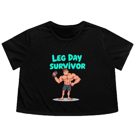 Leg Day Survivor Gym Flowy Cropped Tees