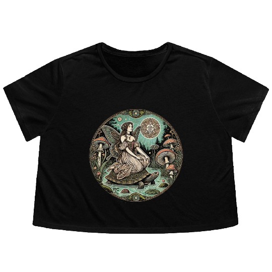 Enchanted Forest Fairy on Turtle Flowy Cropped Tees