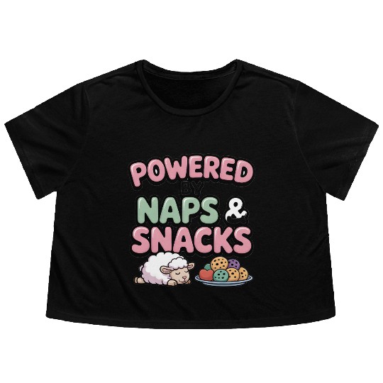 Powered by Naps and Snacks Illustration Flowy Cropped Tees