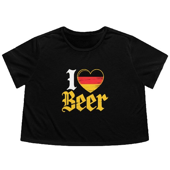 I Love Beer German Bier Funny Germany Flag Flowy Cropped Tees