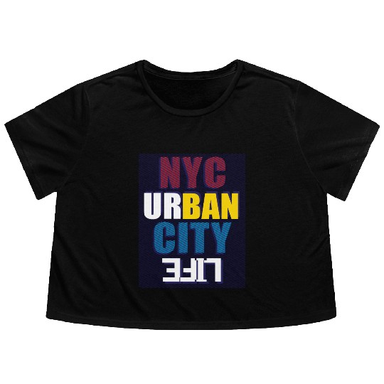 Vibrant NYC Urban City Typography life Flowy Cropped Tees