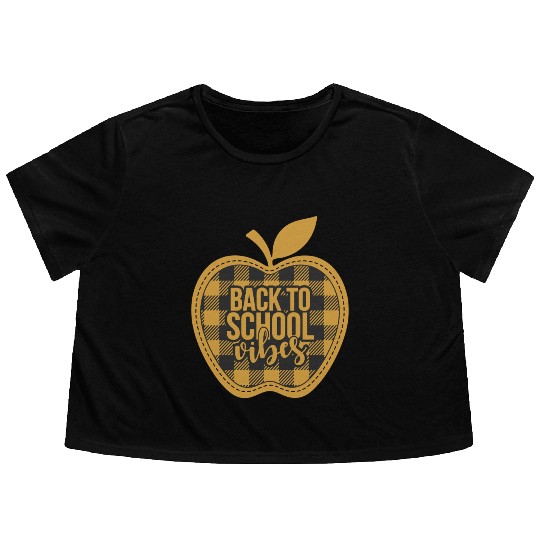 Plaid Back to School Vibes Apple Flowy Cropped Tees
